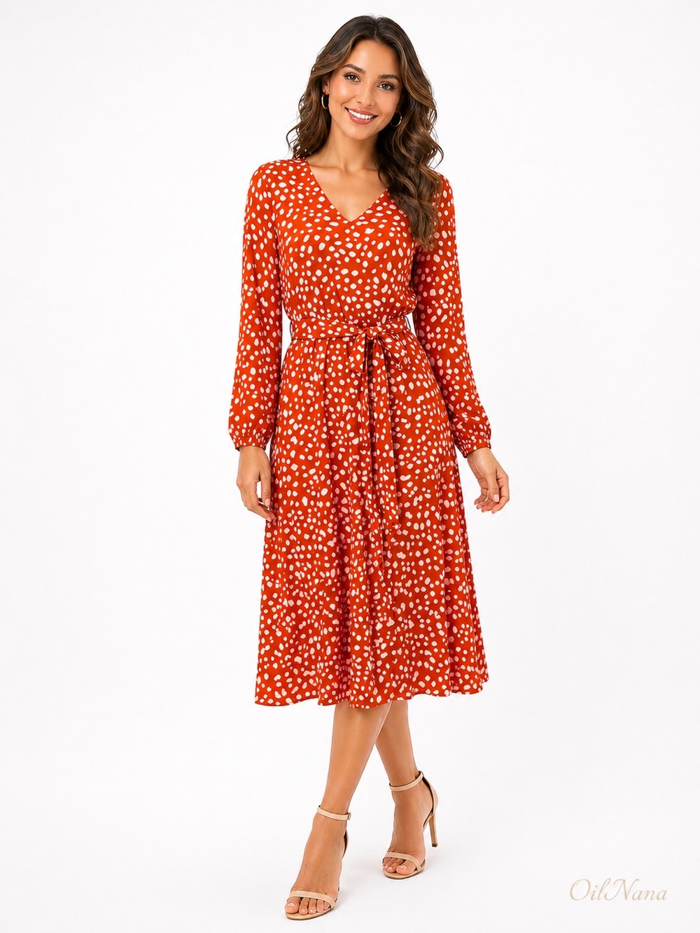 NEW! without tags!Leopard printed‎ lantern sleeve elastic waist dress size M,L